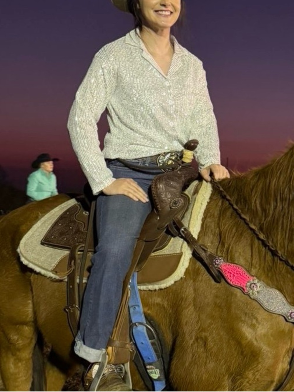 Full Sequin Silver Button Down Shirt